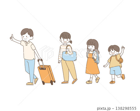 旅行に出発する家族 138298555