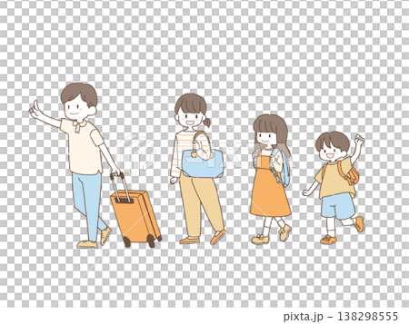 旅行に出発する家族 138298555