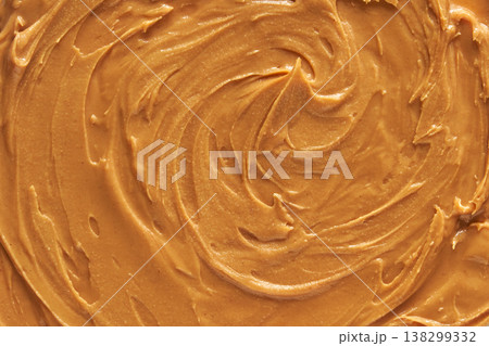 Smooth Peanut Butter Spread Texture With Swirling Patterns For Culinary And Food Advertising Smooth Peanut Butter Spread Texture With Swirling Patterns For Culinary And Food Advertising 138299332