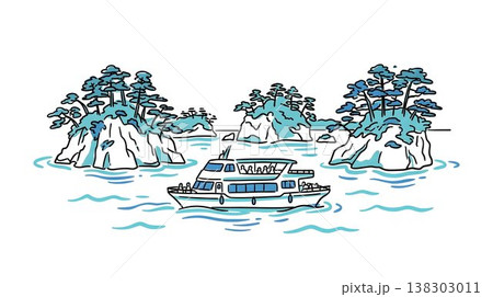 日本三景・松島の島々と観光遊覧船 138303011