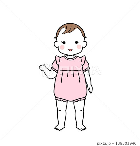 案内をする乳児・赤ちゃんの女の子 138303940