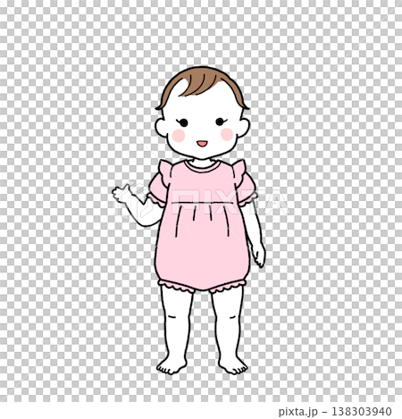 案内をする乳児・赤ちゃんの女の子 138303940