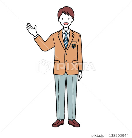 案内をする制服男子中高生 案内をする制服男子中高生 138303944