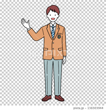 案内をする制服男子中高生 案内をする制服男子中高生 138303944