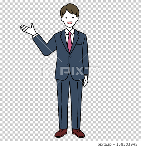 A young man in a suit guides you. A young man in a suit guides you. 138303945