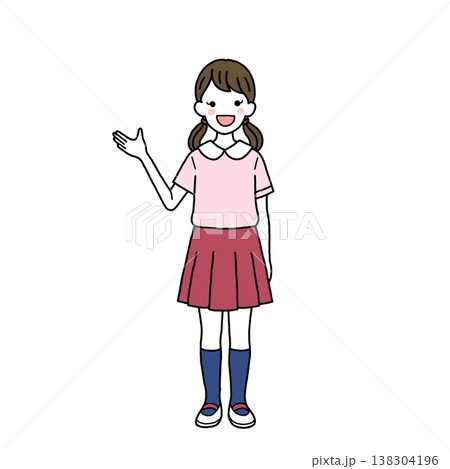 案内をする小学生女子 案内をする小学生女子 138304196