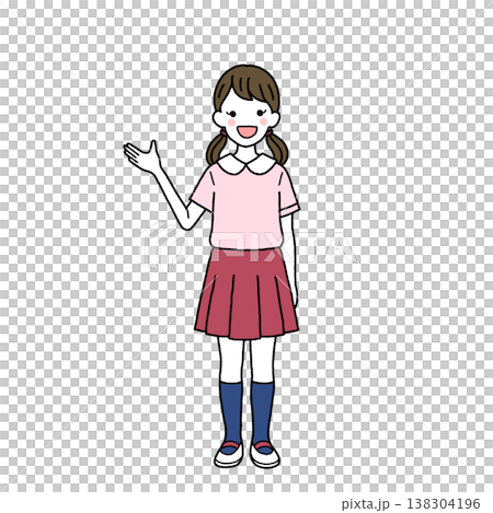 案内をする小学生女子 案内をする小学生女子 138304196