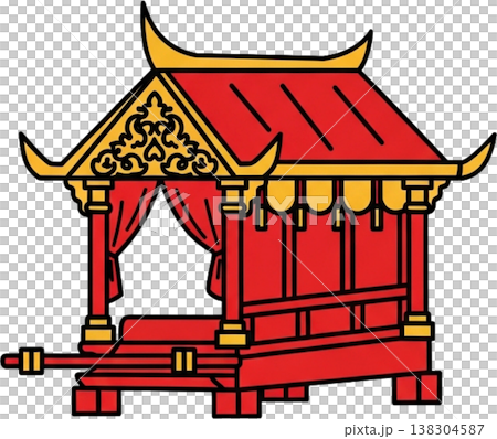 chinese temple with red roof 138304587