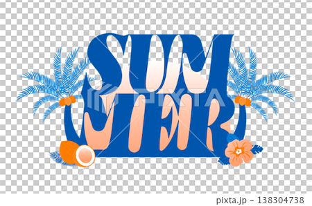 夏の旅行や夏休みイベントのタイトルに使える英語の文字ロゴ_ヤシの木、花、サンセットビーチ、ココナッツ 夏の旅行や夏休みイベントのタイトルに使える英語の文字ロゴ_ヤシの木、花、サンセットビーチ、ココナッツ 138304738