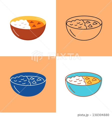 Indian curry food icon set in flat and line styles Indian curry food icon set in flat and line styles 138304880
