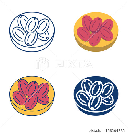 Dried senjed fruit icon set Dried senjed fruit icon set 138304883