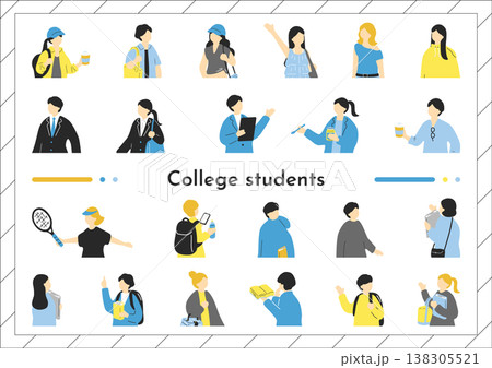 大学生イラストセット 大学生イラストセット 138305521