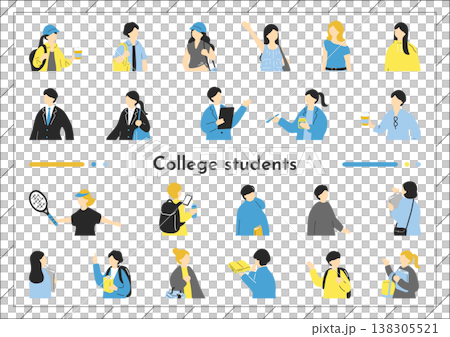 大学生イラストセット 大学生イラストセット 138305521