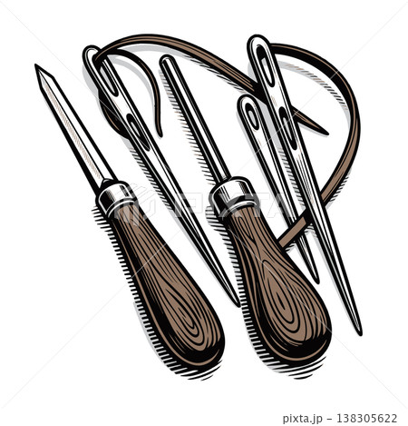 Leather Craft Tools Awl And Stitching Needles 138305622