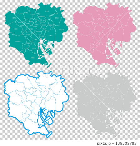 分割できる東京23区地図セット 138305785