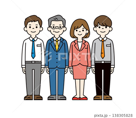 オフィスで働く、上司と部下・同僚・サラリーマン・OLの全身ベクターイラスト素材セット 138305828