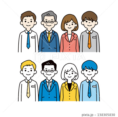 社長・経営者・男性社員・女性社員・従業員の上半身ベクターイラスト素材セット＿バリエーション 138305830