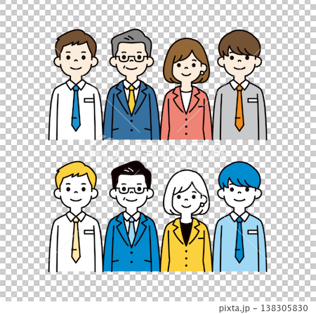 社長・経営者・男性社員・女性社員・従業員の上半身ベクターイラスト素材セット＿バリエーション 138305830