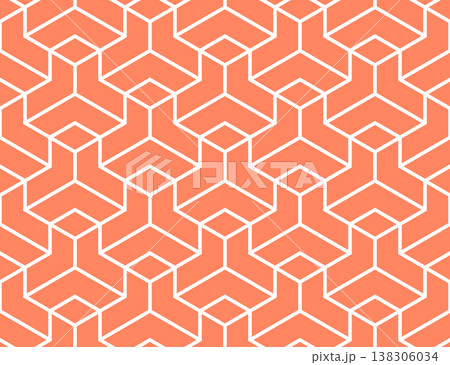 The geometric pattern with lines. Seamless vector background. White and pink texture. Graphic modern pattern. Simple lattice graphic design 138306034