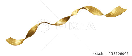 Gold ribbon flowing with elegant twists and metallic shine isolated on white background 3D render Gold ribbon flowing with elegant twists and metallic shine isolated on white background 3D render 138306068