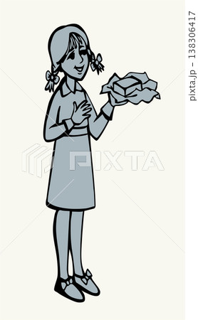 Vector illustration of a girl holding the butter Vector illustration of a girl holding the butter 138306417