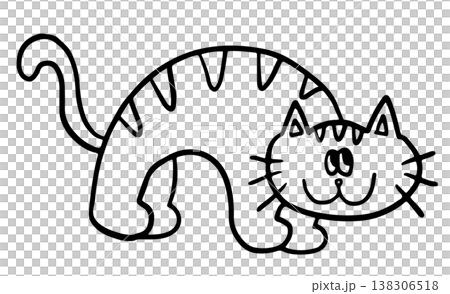 Hand drawn cat body shape outline for kid colouring book, art, kitten cartoon, characters, comic, mascot, stickers, tattoo, pet shop, vet, animal, home decor, house, yard, playtime, brooch, pin, icon 138306518