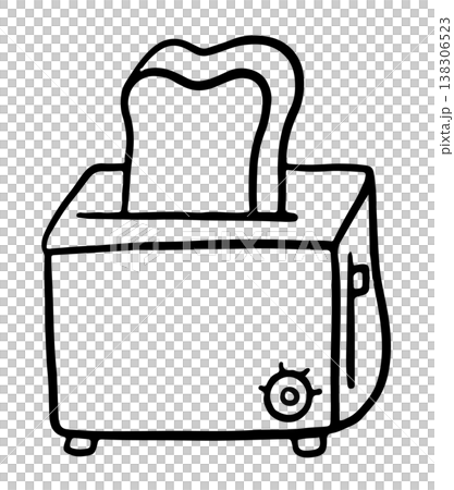 Hand drawn pop-up bread toaster outline for colouring book, breakfast, cook book, kitchenware, kitchen, department store, room, online shopping, home decoration, home shopping, grocery, supermarket 138306523