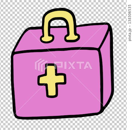 Hand drawn first aid box for decoration, medical, sticker, hospital elements, home, house, office supply, print, back to school, band aid, mood, feelings, healthcare, kid drawing style, icon, sticker 138306535
