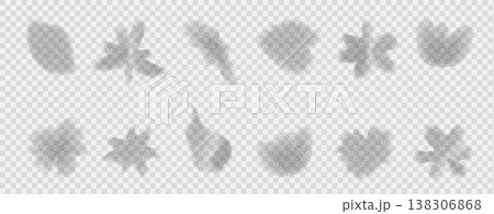 Grain gradient icons with flower and leaves shadow. Figure shapes with airbrush grain noise and gradient blur for sticker. Botanical vector gradation set on background as png checkered 138306868