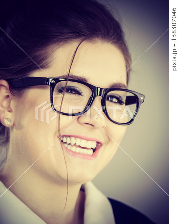 Happy positive business woman, accountant or teacher Happy positive business woman, accountant or teacher 138307046
