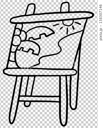 Hand drawn painting stand outline for back to school, art class, painting, sticker, kids and children, leisure time, hobby, activity, department store, stationery, drawing, weekends, stay home 138307146
