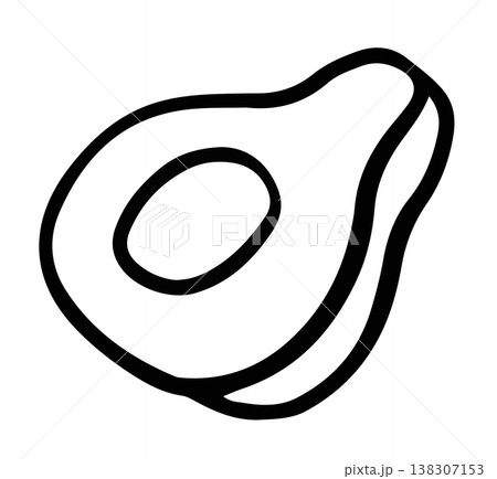 Hand drawn avocado outline for kid colouring book, healthy food, protein, snack, sandwich, cook book, people, diet, sport, activity, lifestyle, hobby, grocery shopping, supermarket, market, nature 138307153