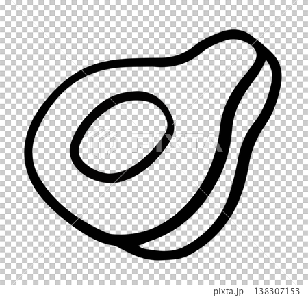 Hand drawn avocado outline for kid colouring book, healthy food, protein, snack, sandwich, cook book, people, diet, sport, activity, lifestyle, hobby, grocery shopping, supermarket, market, nature 138307153