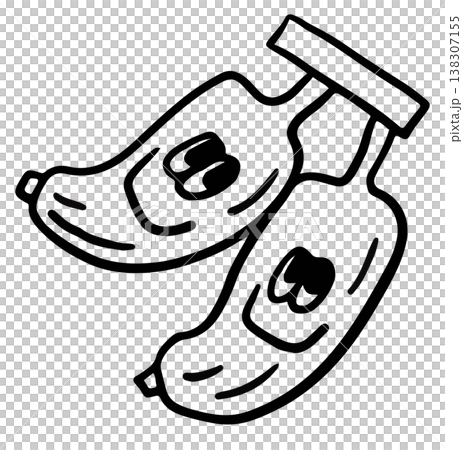 Hand drawn happy banana twin outline for colouring book, healthy snack, protein, fruit, food, running, marathon, race, diet, exercise, sport, activity, lifestyle, hobby, grocery shopping, supermarket 138307155