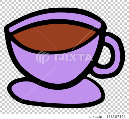 Hand drawn hot coffee in purple cup for cafe, restaurant, drink menu, recipe decoration, sticker, department store, supermarket, mart, beverage, kitchenware, office workers, workload, breakfast, lunch Hand drawn hot coffee in purple cup for cafe, restaurant, drink menu, recipe decoration, sticker, department store, supermarket, mart, beverage, kitchenware, office workers, workload, breakfast, lunch 138307163
