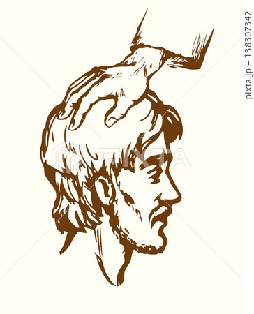 Prayer of blessing and laying on of hands. Vector drawing 138307342