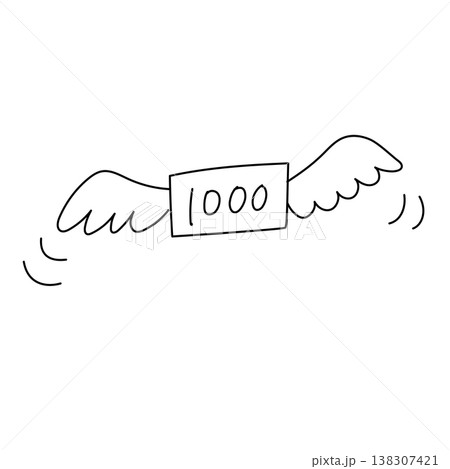 飛んでいく1000円のイラスト 飛んでいく1000円のイラスト 138307421