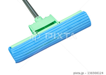 Blue water absorbing mop for floor cleaning. Household Blue water absorbing mop for floor cleaning. Household 138308124