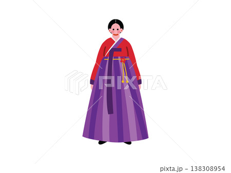 韓国の伝統的な民族衣装を着た女性のイラスト 韓国の伝統的な民族衣装を着た女性のイラスト 138308954