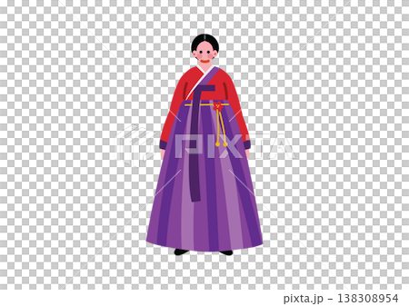 韓国の伝統的な民族衣装を着た女性のイラスト 韓国の伝統的な民族衣装を着た女性のイラスト 138308954