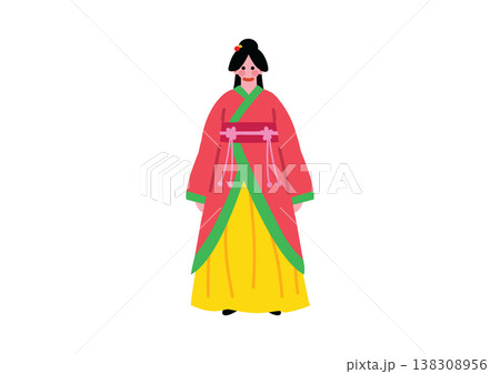 中国の伝統的な民族衣装を着た女性のイラスト 138308956