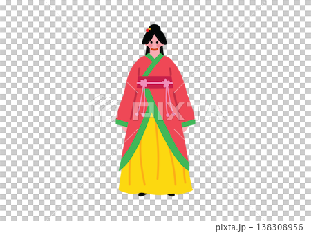 中国の伝統的な民族衣装を着た女性のイラスト 138308956