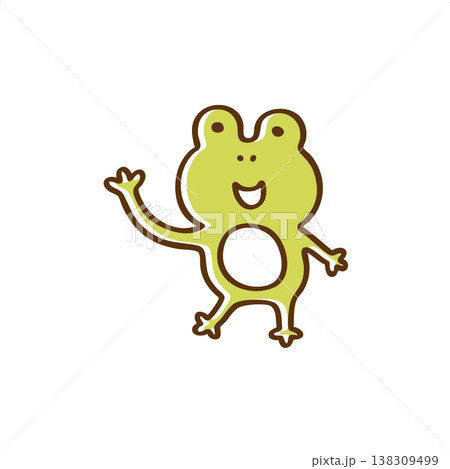 片手を挙げるかえる　線画 138309499