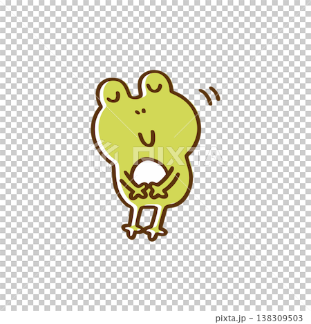 A frog bowing with its eyes closed (line drawing) A frog bowing with its eyes closed (line drawing) 138309503