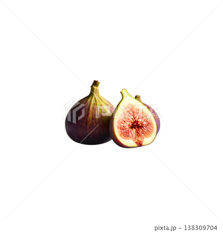 A close-up image of fresh, organic figs isolated from a white background. A close-up image of fresh, organic figs isolated from a white background. 138309704