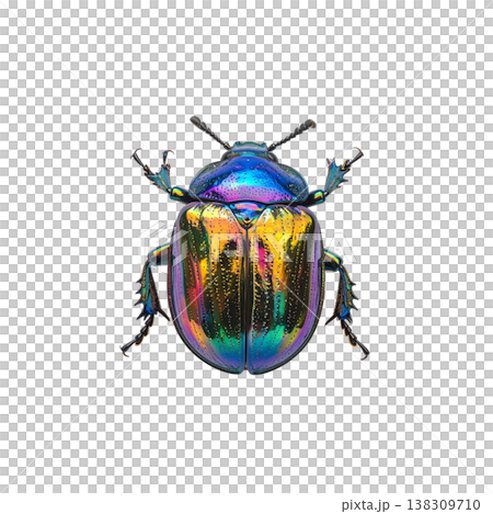 A close-up macro image of a beetle against a white background. A close-up macro image of a beetle against a white background. 138309710