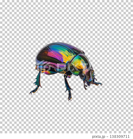 A close-up macro image of a beetle against a white background. A close-up macro image of a beetle against a white background. 138309711