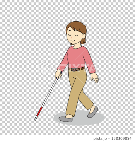 優しいタッチの白杖を使う女性 優しいタッチの白杖を使う女性 138309854