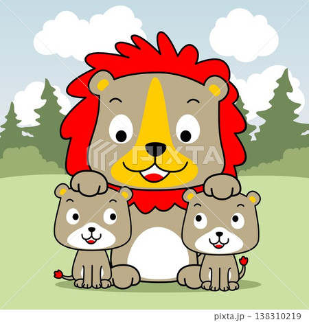 Cute lion family cartoon Cute lion family cartoon 138310219