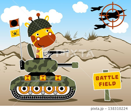 Giraffe cartoon on armored vehicle Giraffe cartoon on armored vehicle 138310224